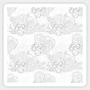 Hand drawn delicate decorative vintage seamless pattern with blossom flowers. Vector illustration Sticker